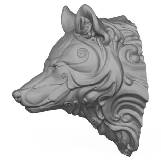 3D Printable Wild Wolf Head Statue - Model thumbnail 2