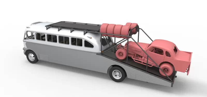 Vintage Transporter truck for Race car Version 8 Scale 1:25 - Model preview 5