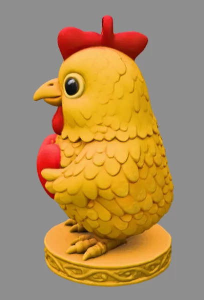 Cute Chicken / Rooster Pendant — Holding Heart - Model preview 3