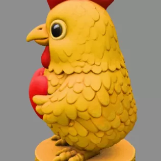 Cute Chicken / Rooster Pendant — Holding Heart - Model thumbnail 3
