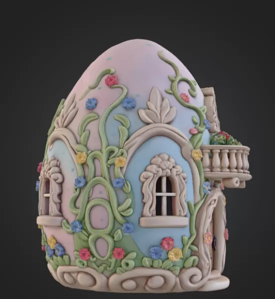Fantasy Egg Cottage House – STL File 3D Printable - Model preview 6