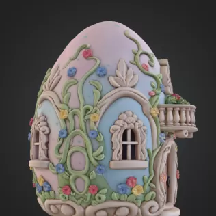 Fantasy Egg Cottage House – STL File 3D Printable - Model thumbnail 6