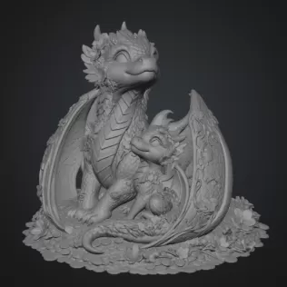 Cherry Blossom Dragon Family STL File for 3D Print - Model thumbnail 10