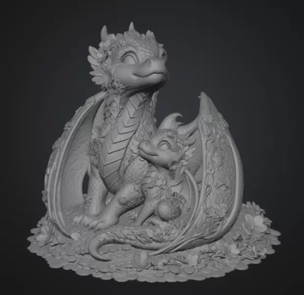 Cherry Blossom Dragon Family STL File for 3D Print - Model preview 10