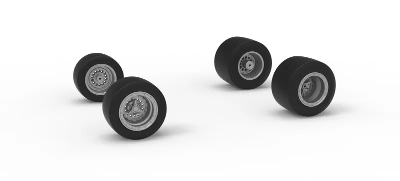 Wheel Set of Vintage Pavement Sprint car Scale 1:25 - Model preview 1