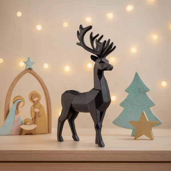 Low Poly Deer Set: 2 pcs. | Christmas Reindeer Figurines - Model preview 4