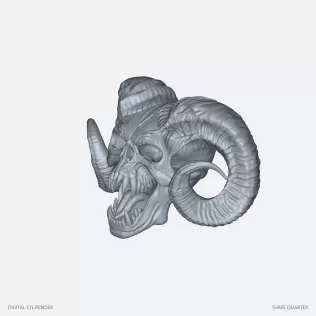 Horned Ram Skull Dark Fantasy - STL - Model thumbnail 2