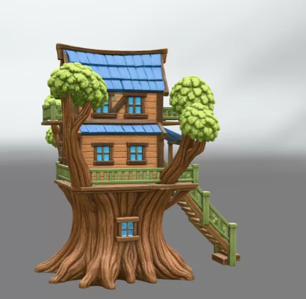 Fantasy Treehouse STL File for 3D Print - Model preview 6
