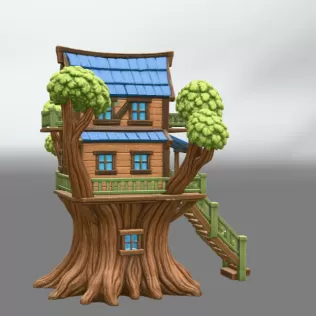 Fantasy Treehouse STL File for 3D Print - Model thumbnail 6