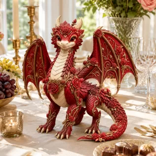 Crimson Rose Dragon STL File for 3D Print - Model thumbnail 4