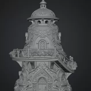 Fantasy Bell Tower House STL File for 3D Print - Model thumbnail 8