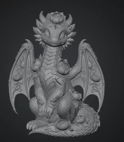 Rosé Bloom Dragon STL File for 3D Print - Model preview 14