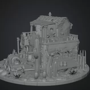 Desert Trading Post Fantasy Western Village STL File for 3D - Model thumbnail 12