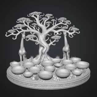 African Savanna Giraffe Bowl Organizer STL File for 3D Print