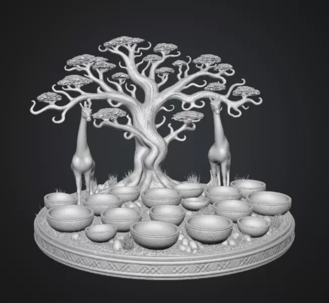 African Savanna Giraffe Bowl Organizer STL File for 3D Print - Model preview 19
