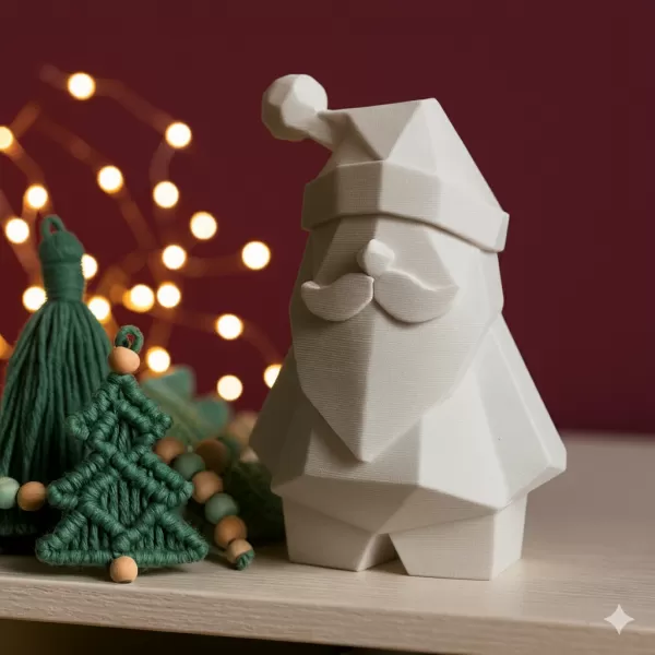 Low Poly Santa Claus Figure | Modern Geometric Christmas Decor - Model preview 5