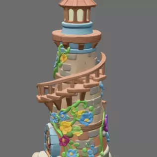 Fantasy Spiral Tower House STL File 3D Printable Fairy Tower - Model thumbnail 4
