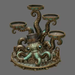 Steampunk Octopus Tray Organizer STL File for 3D Print - Model thumbnail 6