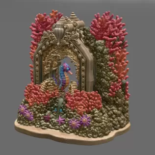 Coral Seahorse Fantasy Gateway STL File for 3D Print - Model thumbnail 14