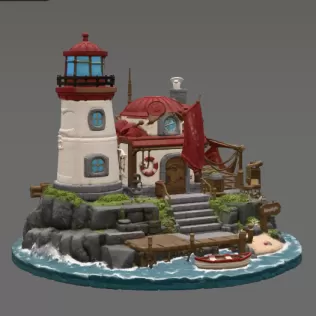 🌊 Lighthouse Harbor House STL File for 3D Print - Model thumbnail 6