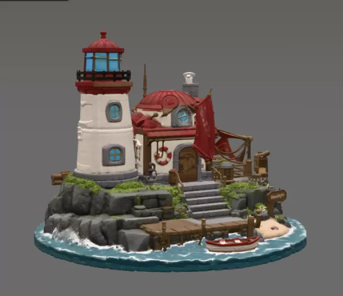 🌊 Lighthouse Harbor House STL File for 3D Print - Model preview 6