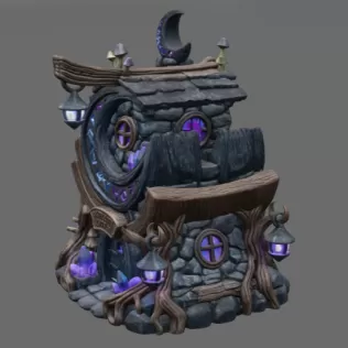 Moonlit Mystic Cottage STL File for 3D Print - Model thumbnail 9