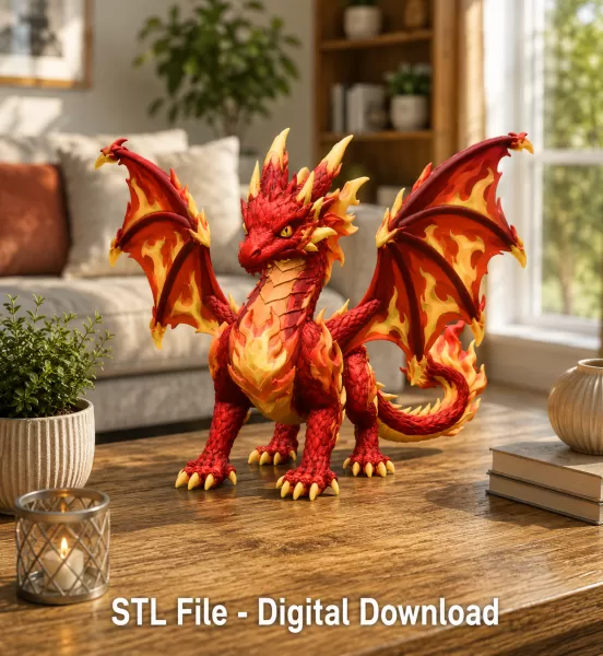 🔥 Inferno Flame Dragon STL File for 3D Print - Model preview 3