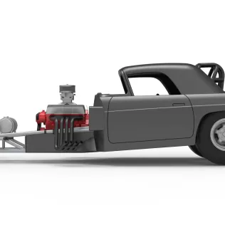 Front engine old school dragster with shell V12 Scale 1:25 - Model thumbnail 9