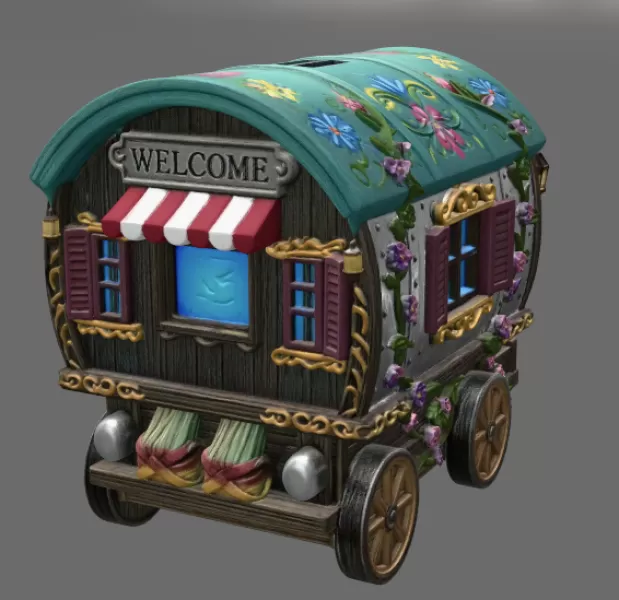 Enchanted Gypsy Wagon Cottage STL File 3D Print - Model preview 5