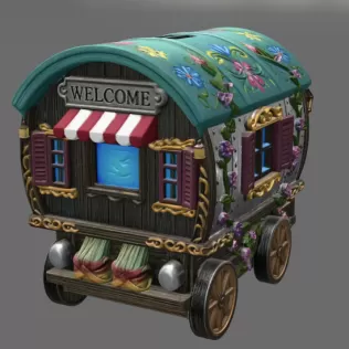 Enchanted Gypsy Wagon Cottage STL File 3D Print - Model thumbnail 5