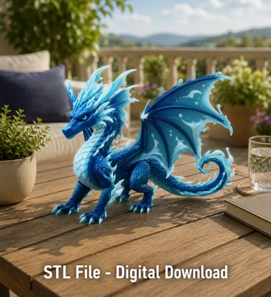 🌊 Frostwave Water Dragon STL File for 3D Print - Model preview 2