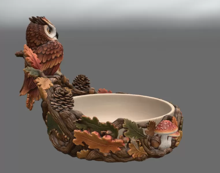 Autumn Owl Bowl Organizer STL File for 3D Print - Model preview 11