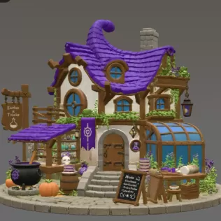Lavender Witch Apothecary Cottage STL File for 3D Print - Model thumbnail 8
