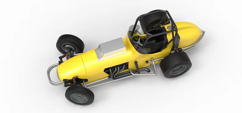 Dirt Silver Crown Champ car while turning Version 2 Scale 1:25 - Model preview 4