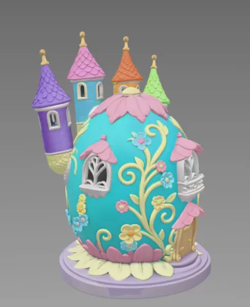 Fantasy Egg Castle House - STL File 3D Printable - Model preview 6