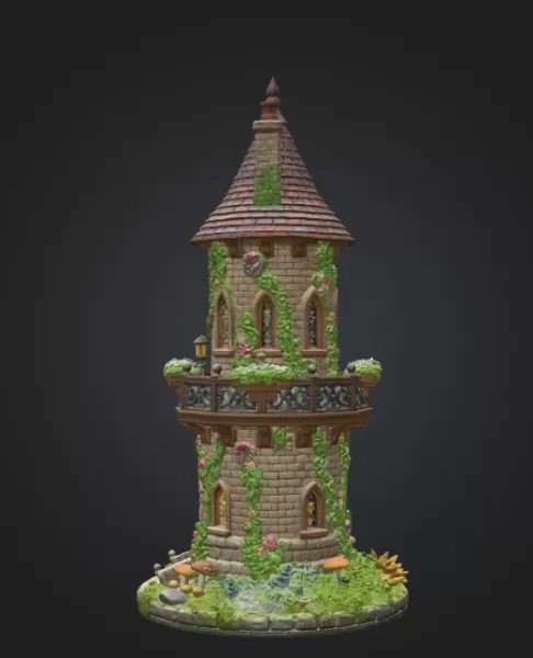 Enchanted Fantasy Tower STL File 3D Printable Fairy Tale Tower - Model preview 4