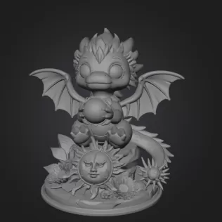 Sun Dragon STL File 3D Printable Fantasy Dragon Figurine - Model thumbnail 9