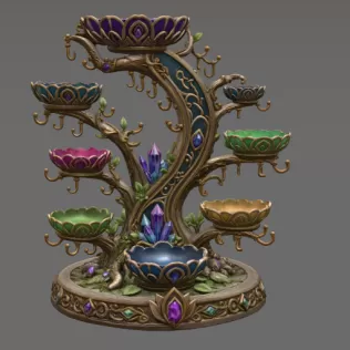 Enchanted Crystal Jewelry Tree STL File for 3D Print - Model thumbnail 5