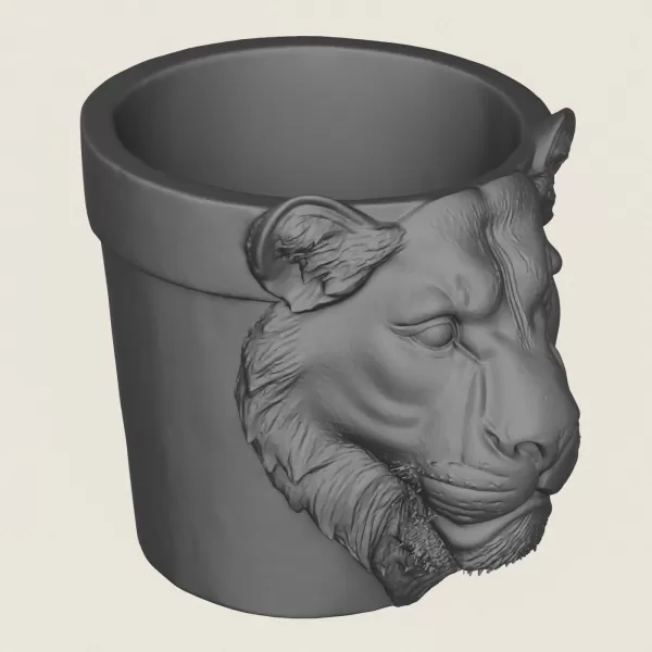 Lioness Head Planter - Model preview 5
