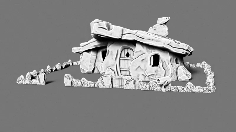 Stone Age Cartoon House 2 #RoZ - Model preview 1