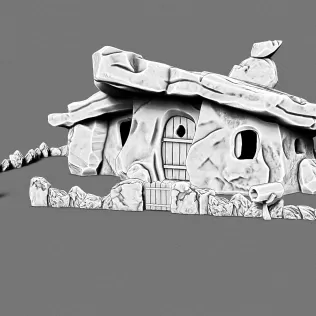 Stone Age Cartoon House 2 #RoZ - Model thumbnail 1