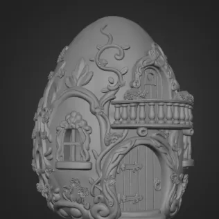 Fantasy Egg Cottage House – STL File 3D Printable - Model thumbnail 8