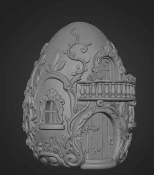 Fantasy Egg Cottage House – STL File 3D Printable - Model preview 8