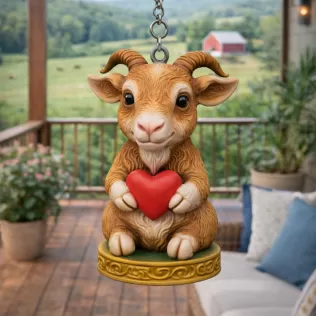 Horned Goat / Ibex Pendant — Heart Holding Figurine - STL file