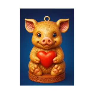 Cute Cute Pig Ornament - Pendant with heart