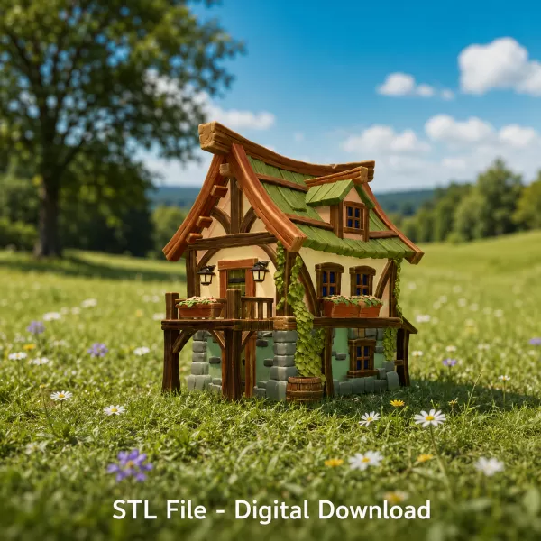 Enchanted Harvest Cottage STL File for 3D Print - Model preview 1