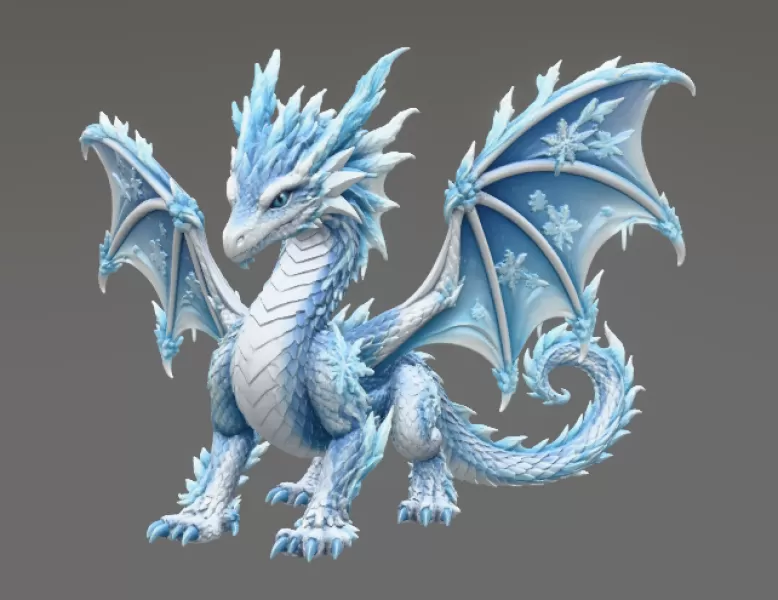 Winter Frost Dragon STL File for 3D Print - Model preview 5
