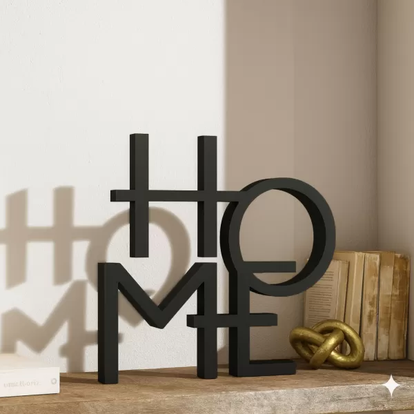 3D Home Word Sign, Home Word Decor, Typography Sculpture - Model preview 6