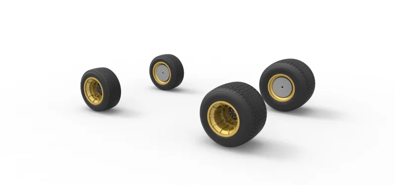 Wheel Set of Vintage Dirt Supermodified stock car Scale 1:25 - Model preview 8