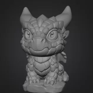 Baby Stone Dragon STL File 3D Printable Fantasy Dragon Figurine - Model thumbnail 8